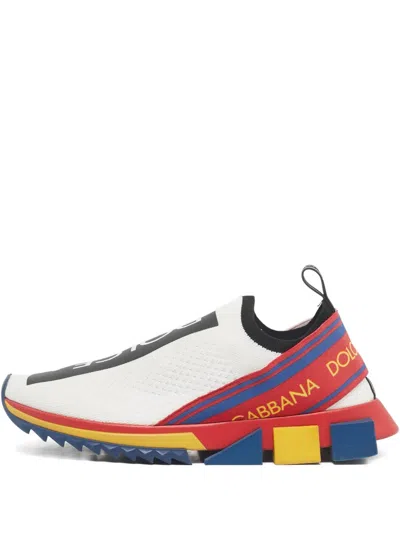 Pre-owned Dolce & Gabbana Sorrento Knit Slip-on Shoes In White