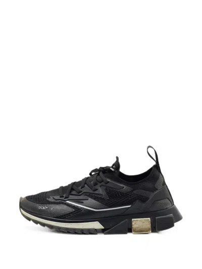Pre-owned Dolce & Gabbana Sorrento Knit Sneakers In Black