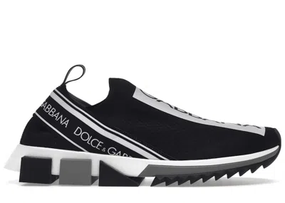 Pre-owned Dolce & Gabbana Sorrento Logo Slip On (women's) Sneakers In Black/white