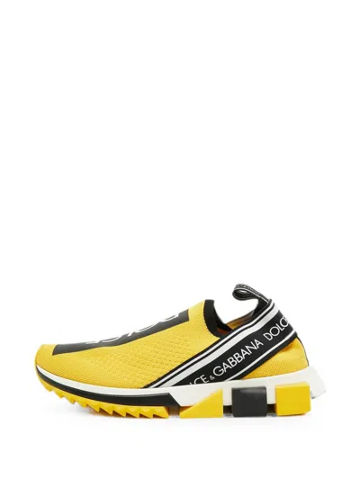 Pre-owned Dolce & Gabbana Sorrento Logo Sneakers In Yellow