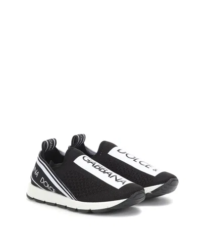 Dolce & Gabbana Kids' Sorrento Logo-tape Slip-on Sneakers In Black