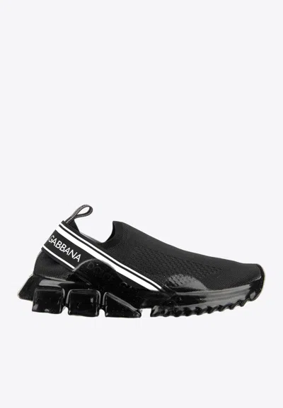 Dolce & Gabbana Sorrento Primeknit Low-top Sneakers In Black