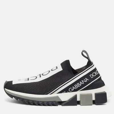Pre-owned Dolce & Gabbana Sorrento Size 36 Black/white Knit Fabric Slip On Sneakers