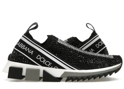 Pre-owned Dolce & Gabbana Sorrento Slip On Crystal (women's) Sneakers In Black/white In Multi