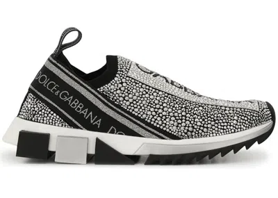 Pre-owned Dolce & Gabbana Sorrento Slip On Crystal (women's) Sneakers In Grey/black