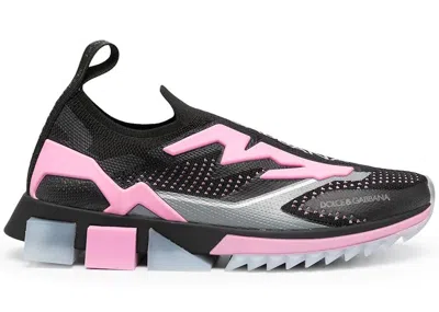 Pre-owned Dolce & Gabbana Sorrento Slip On (women's) Sneakers In Black/pink/silver
