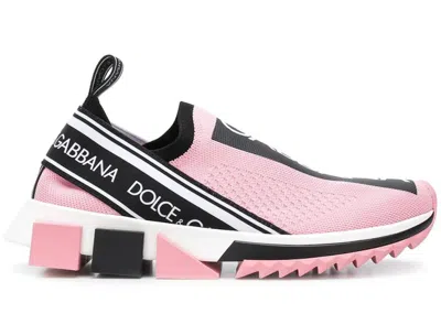 Pre-owned Dolce & Gabbana Sorrento Slip On (women's) Sneakers In Pink/black/white In Multi
