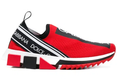 Pre-owned Dolce & Gabbana Sorrento Slip On (women's) Sneakers In Red/black/white