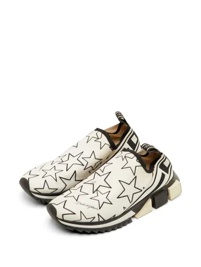 Pre-owned Dolce & Gabbana Sorrento Star-print Sneakers In Neutral