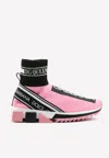 Dolce & Gabbana Sorrento Pink Stretch Jersey Hi- Top Slip-ons In Pink