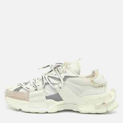 Pre-owned Dolce & Gabbana Space Size 45 White Leather And Mesh Low Top Sneakers