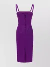 Dolce & Gabbana Spaghetti Strap Fitted Dress With Front Slit In Purple