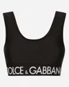 Dolce & Gabbana Black Sports Bra With Branded Band In Stretch Tech Fabric Woman In Black