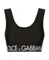 Dolce & Gabbana Black Sports Bra With Branded Band In Stretch Tech Fabric Woman In Black