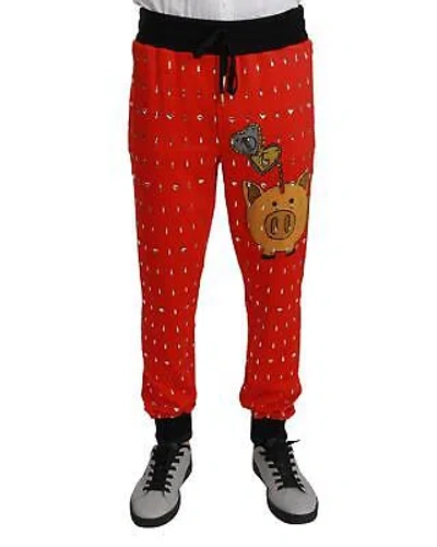 Pre-owned Dolce & Gabbana Sparschwein Kristallhose - Pants - Red -size 46 In Rot