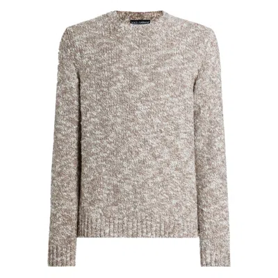 Dolce & Gabbana Speckled Knit Sweater In Brown