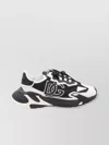 Dolce & Gabbana Panelled Leather Sneakers With Iconic Logo Patch In Black