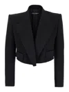 Dolce & Gabbana 'spencer' Black Single-breasted Cropped Jacket With Peak Revers In Velvet Woman In Black