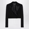Dolce & Gabbana Cropped Cotton-blend Tuxedo Jacket In Black