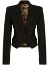 Dolce & Gabbana Monogram-jacquard Single-breasted Blazer In Black