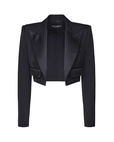Dolce & Gabbana Spencer Tuxedo In Wool Gabardine In Black