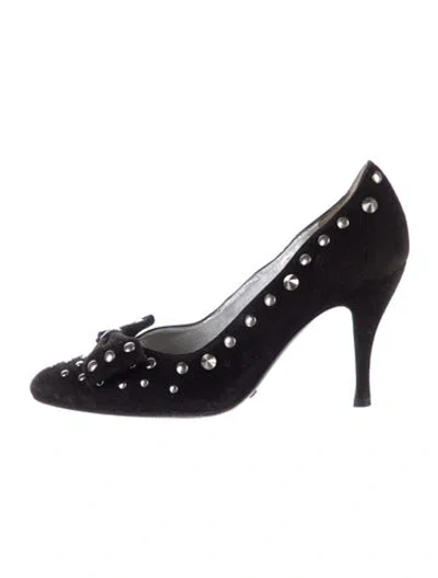 Pre-owned Dolce & Gabbana Spike Accents Suede Pumps In Blue