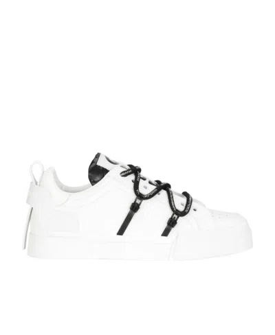 Dolce & Gabbana Portofino Sneaker In Calfskin And White Paint