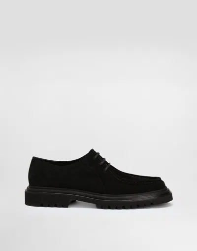Dolce & Gabbana Split Calfskin Derby In Black