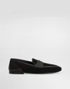 Dolce & Gabbana Ariosto Black Loafers With Metallic Dg Logo Plate On The Front In Leather And Suede Man In Multi