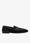 Dolce & Gabbana Ariosto Black Loafers With Metallic Dg Logo Plate On The Front In Leather And Suede Man In Blue