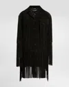 Dolce & Gabbana Pleated Fringe Coat In Black