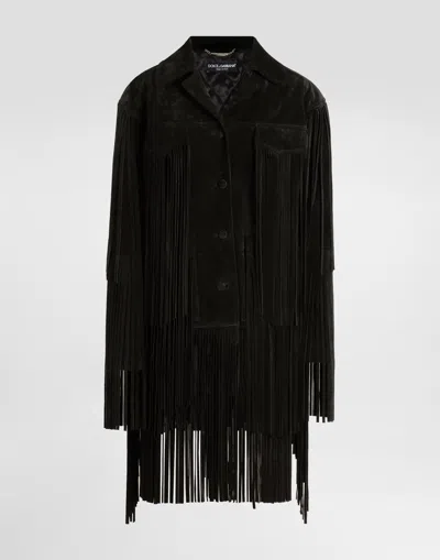 Dolce & Gabbana Split Leather Jacket In Black