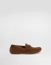 Dolce & Gabbana Split Leather Loafers With Dg Logo In Beige