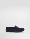 Dolce & Gabbana Split Leather Loafers With Dg Logo In Blue
