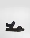 Dolce & Gabbana Split Leather Sandals With Dolce&gabbana Logo Print In Blue