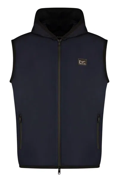 Dolce & Gabbana Sporty Vest With Zipper In Blue
