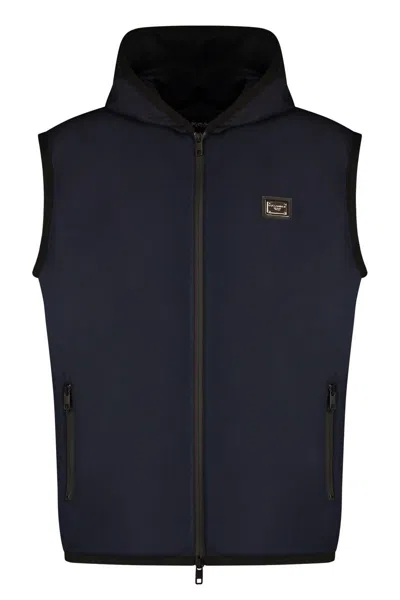 Dolce & Gabbana Sporty Vest With Zipper In Blue