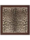 Dolce & Gabbana Silk Leopard Print Scarf In Brown