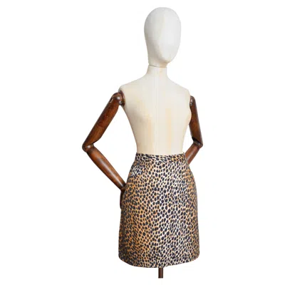 Pre-owned Dolce & Gabbana Spring 1996  High Waisted Cheetah Animal Print Mini Skirt In Sand