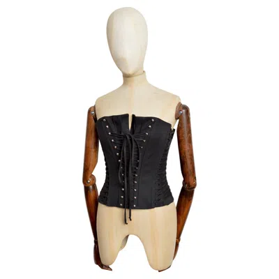 Pre-owned Dolce & Gabbana Spring 2002  Runway Black Lace Up Bustier - Corset