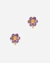 Dolce & Gabbana Spring Earrings In Yellow 18kt Gold With Amethyst Flower Motif Gold Female Onesize In Gold