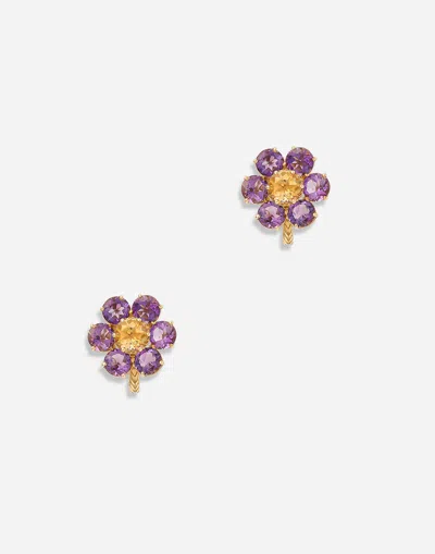 DOLCE & GABBANA SPRING EARRINGS 18-CARAT YELLOW GOLD AND AMETHYSTS