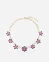 Dolce & Gabbana Spring Necklace In Yellow 18kt Gold With Amethyst Floral Motif Gold Female Onesize In Gold