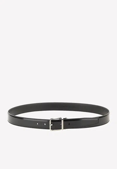 Dolce & Gabbana Square-buckle Leather Belt In Black