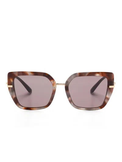 Dolce & Gabbana Sonnenbrille Mit Eckigem Gestell In Braun