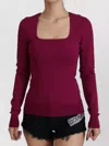 Dolce & Gabbana Multicolor Viscose Square Neck Pullover Sweater In Pink