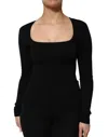 Dolce & Gabbana Black Square Neck Long Sleeves Pullover Top In Black