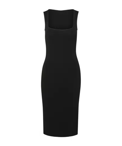 Dolce & Gabbana Square-neck Sleeveless Midi Dress In Black