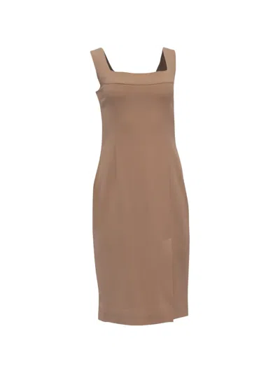 Pre-owned Dolce & Gabbana Square-neck Sleeveless Midi Dress In Neutral