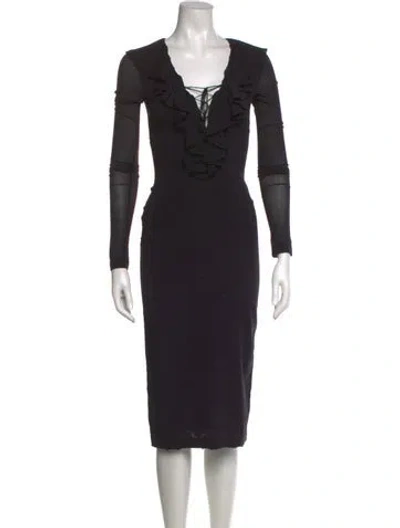 Pre-owned Dolce & Gabbana Square Neckline Knee-length Dress In Black